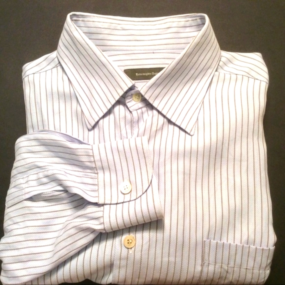 Ermenegildo Zegna Blue Stripe Men's Dress Shirt 17-35"